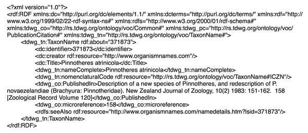 RDF for taxon name.