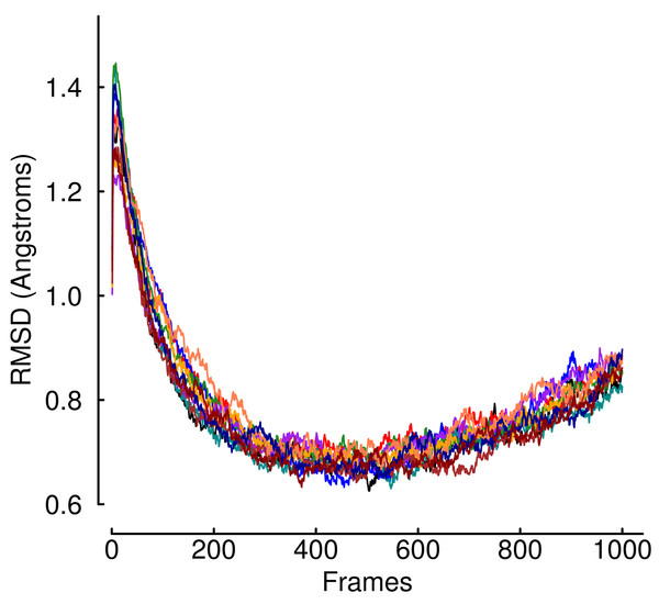 RMSD values during equilibration.