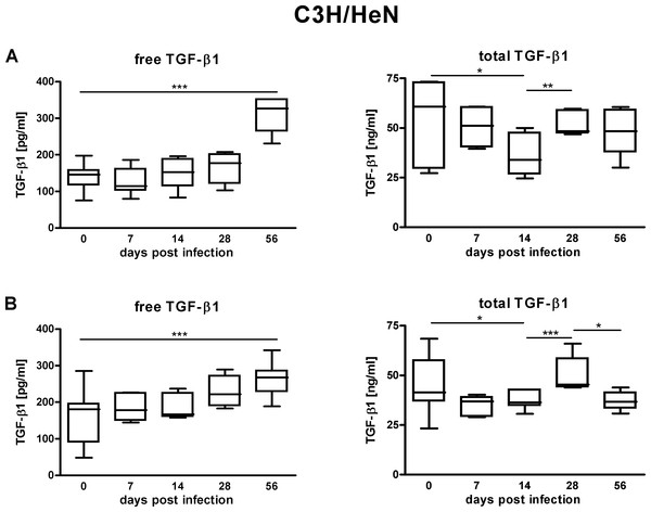 TGF-β1 content in the sera of C3H/HeN mice suffering from lyme disease.