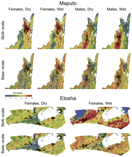 Landscape-wide relative quality maps.