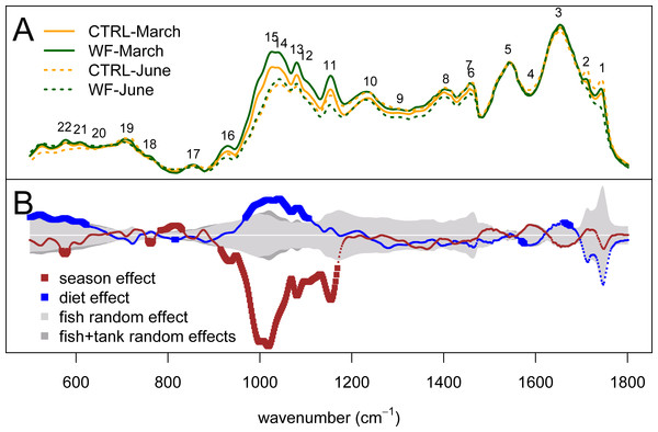 Univariate statistical analysis of the FT-IR spectra.