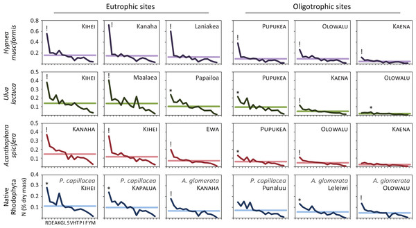 Like terrestrial plants, macroalgae preferentially sequester available environmental nitrogen in arginine.