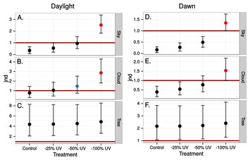 A vision physiological estimation of ultraviolet window marking visibility to birds [PeerJ]