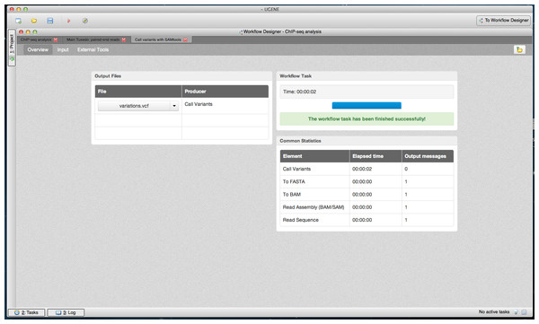 SAMtools workflow results in dashboard.