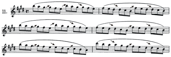 First six bars of etude #11 by Kreutzer (1796).