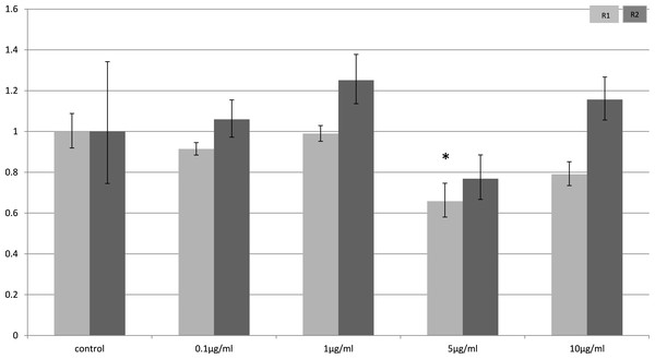 Adiponectin receptor expression in C2C12 myocytes 4 h following LPS challenge.