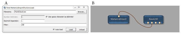 Panel (Window) of the MarkerListImport module and example of use.