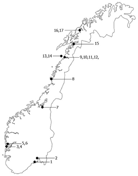Map of the sampling sites.