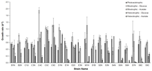 Comparison of growth rates under different conditions.