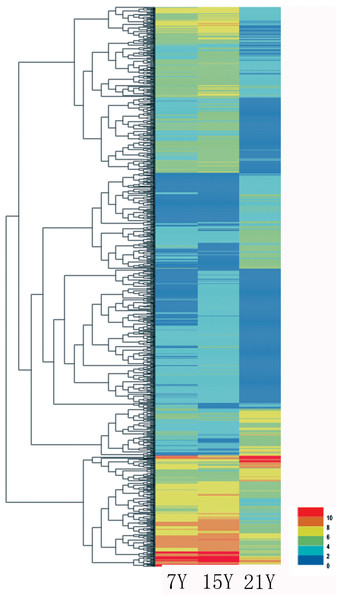 Heatmap of the relative expression levels of differentially expressed genes.
