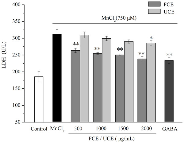 Determination of the LDH activity in PC12 cells.