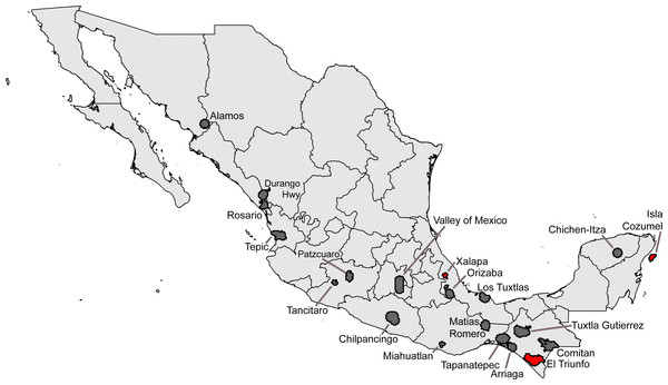 Summary of “hotspots” of sampling of Mexican avifaunas based on the Getis-Ord Gi* statistic.