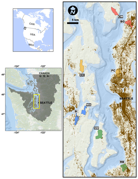 Study site sampling locations and associated stream basins.