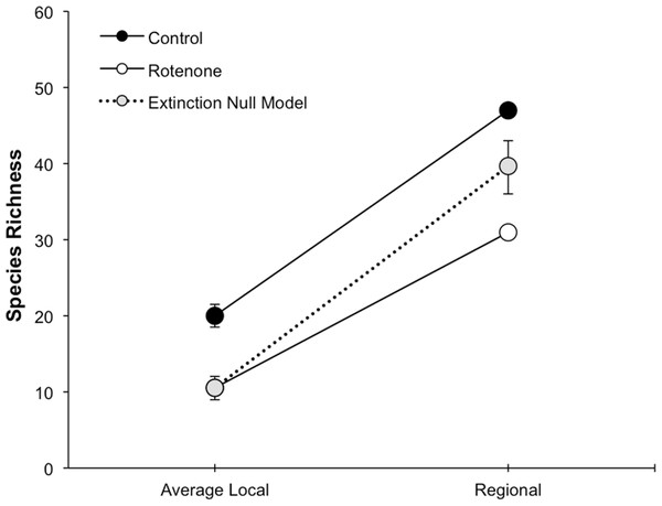 Species loss at local and regional spatial scales.