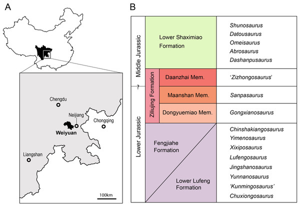Geographic and stratigraphic provenance of Sanpasaurus.