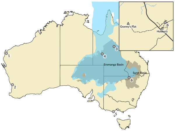 Australian Cretaceous pterosaur occurrences.