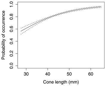 Difference on cone size preferences between two coniferous species by ...