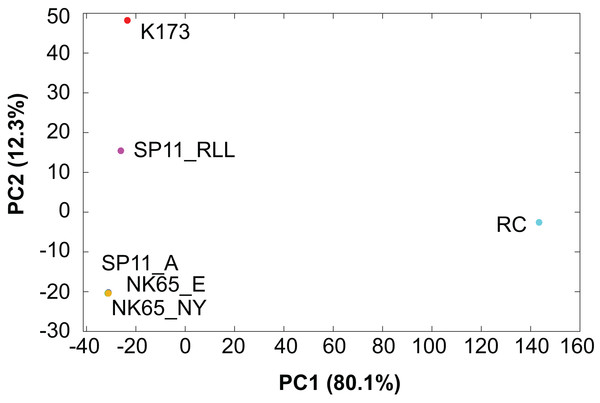 Principal components analysis of P. berghei strains.
