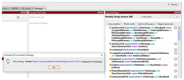 Results of the coherence test using Protégé Ontology Debugger tool.