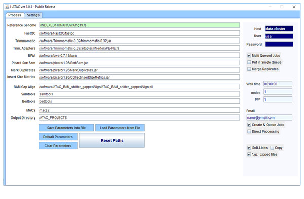 Graphical User Interface of Settings module of I-ATAC: Set parameters and user credentials.