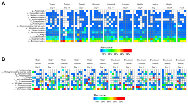 Fungal lineages detected using ITS ribosomal gene tag sequencing.