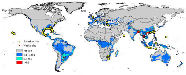 Native and invasive localities of CAS used in current modeling.