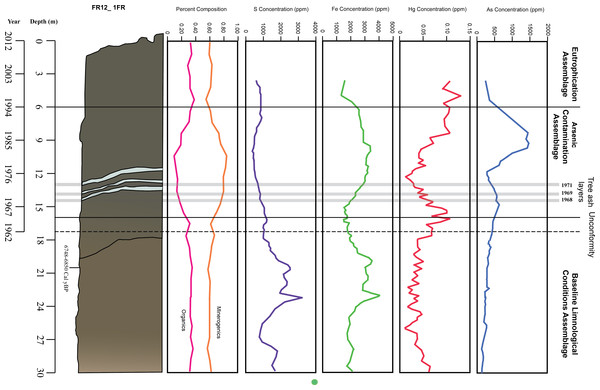 Stratigraphy and temporal variability of measured variables in Frame Lake.