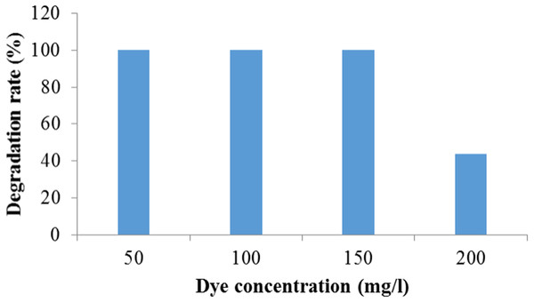 Degradation of different concentration of crystal violet dye by Enterobacter sp. CV–S1.