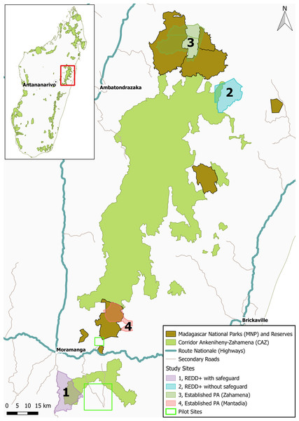 Map showing the location of the Corridor Ankeniheny Zahamena (CAZ) new protected area in eastern Madagascar.