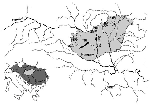 Location of the sampling area of farmed and wild brown trout populations within the Danubian water basin.