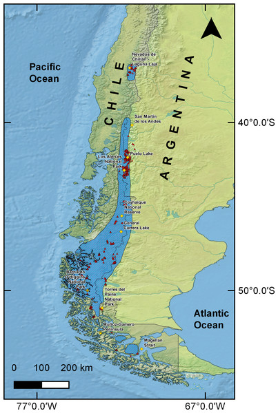 Huemul distribution and sample points.