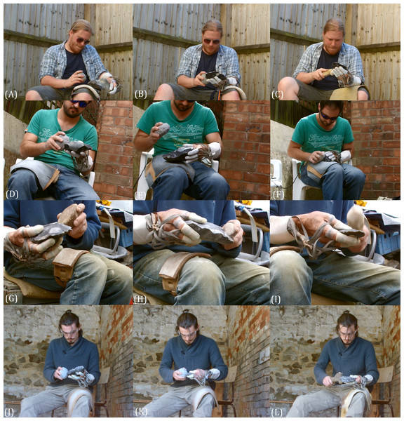 Four of the knappers during the three reduction sequences.