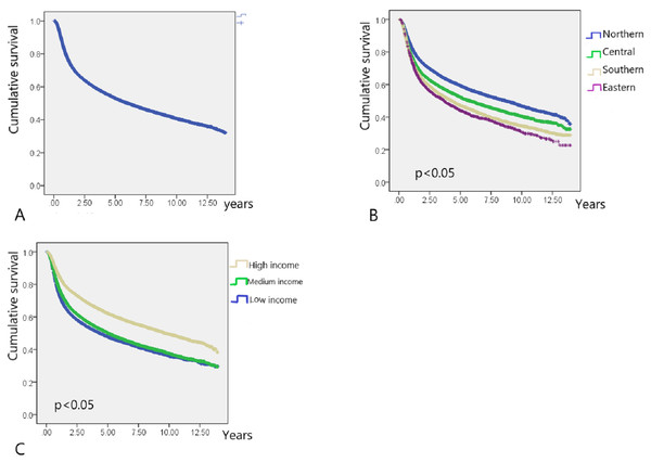 Kaplan–Meier survival curve of HNC patients post radiotherapy.