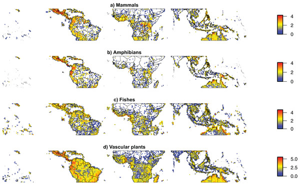 Taxonomic sampling across the world’s tropics.