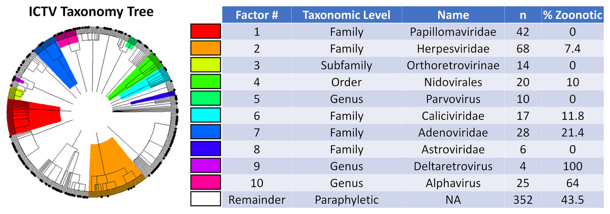 Taxonomic patterns in the zoonotic potential of mammalian viruses [PeerJ]