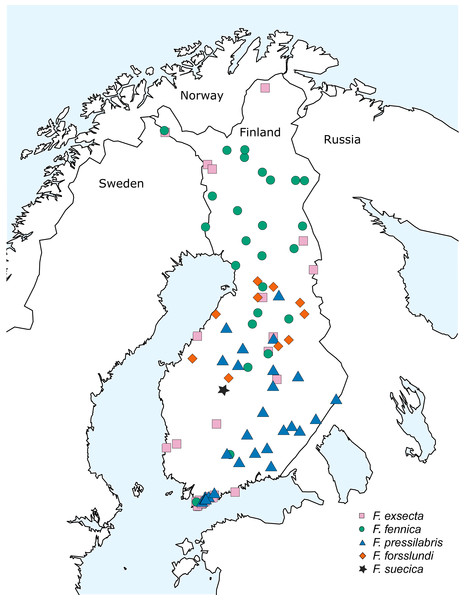 Sampling locations in Finland.