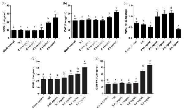 Antioxidant enzyme activities of T. thermophila after gelsemine exposure.