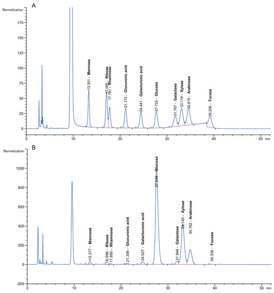 Chromatogram of monosaccharides.