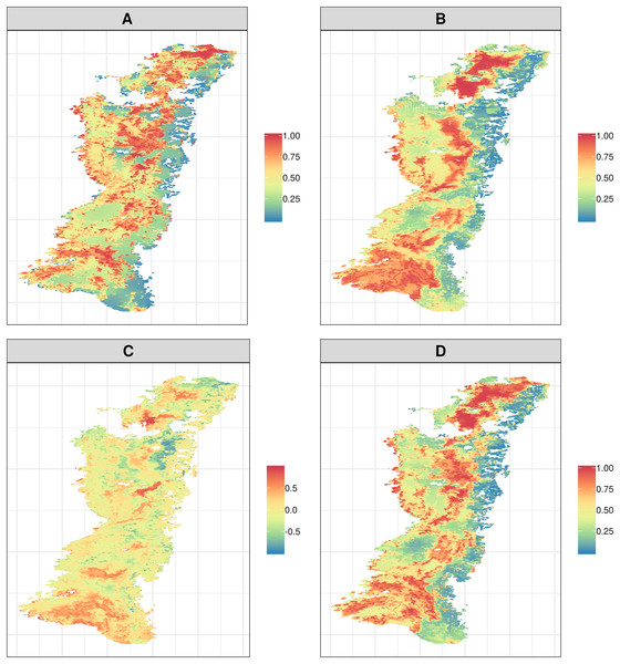 Priority ranking maps showing areas that would be most suitable for the conservation of biodiversity and agriculture.