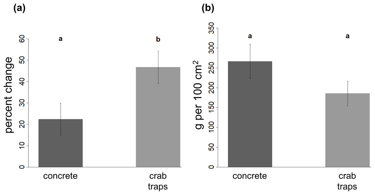 Success of concrete and crab traps in facilitating Eastern oyster  recruitment and reef development [PeerJ]