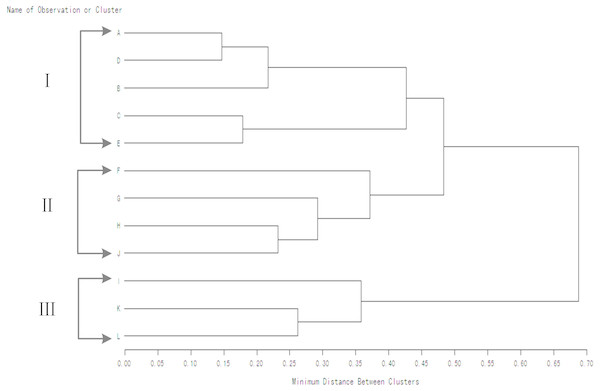 Clustering dendrogram of winter wheat genotypes based on WUE values for consecutive seasons under supplemental irrigation condition.