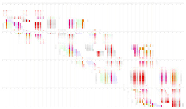 Part of the PrimerExplorer output page with different primer sets and their annealing sites.