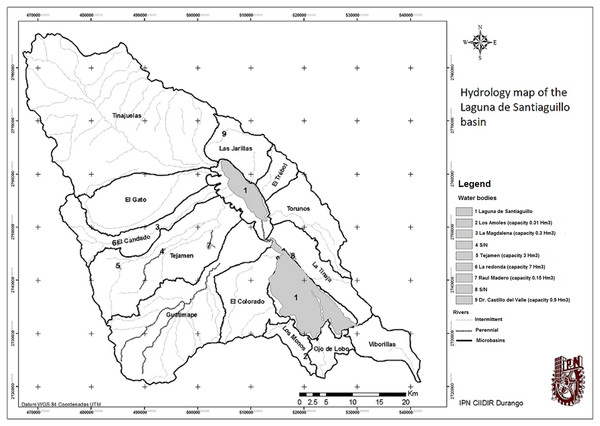 Map of hydrology surface and division in micro-watersheds.