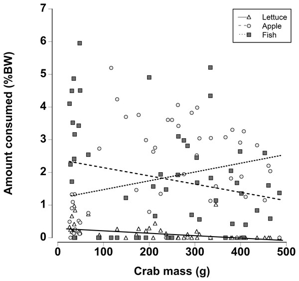 Effect of crab size on feeding preferences.