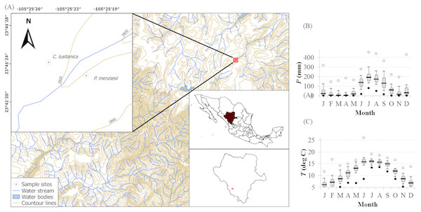 Study site location and local climate diagram.