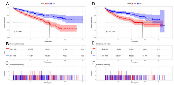 Kaplan-Meier survival curves of patients with ccRCC based on AURKB expression levels.