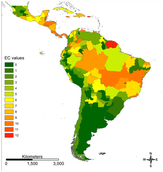 Evidence consensus map for Zika on a regional scale.