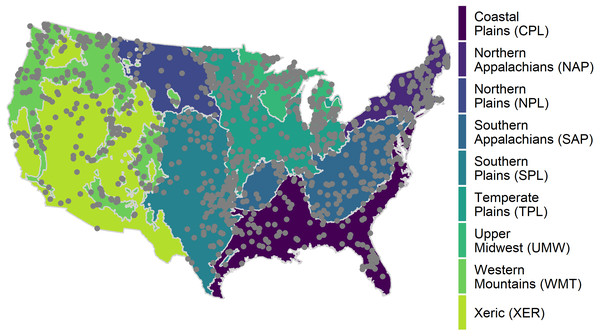 Map of the distribution of National Lakes Assessment sampling locations.