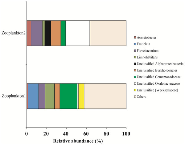 The associated microbiota of fish prey (zooplankton only) at the genus level in Teletskoye Lake.