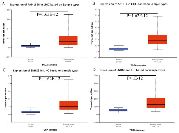 Validation of lncRNA expression in UALCAN database.